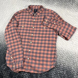 J.Crew Flannel Shirt Mens‎ XL Salmon Plaid Long Sleeve Button Up Cotton